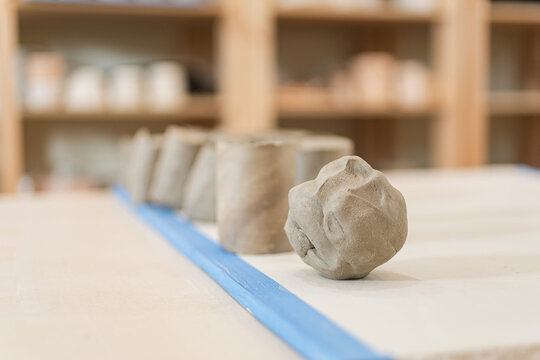 Different shaped clay pieces ready for crafting