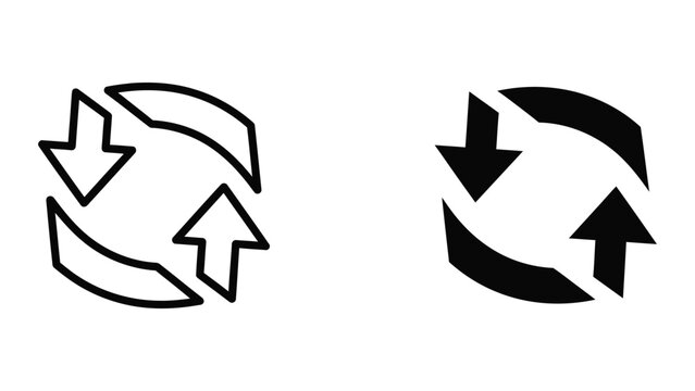 Refresh or Recycle Arrows Icon Vector Illustration - Circular Rotation Symbol in Flat Design Style