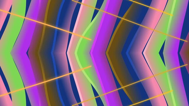 Abstract digital art with vibrant gradient curves and thin yellow lines