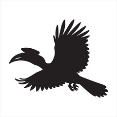 flying hornbill bird silhouette design vector illustration © Sonda