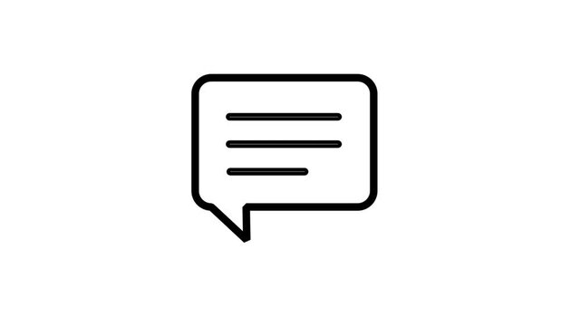 Text Message Motion Icon. Animated speech bubble icon with text lines symbolizing active conversation, chat support, or digital messaging.