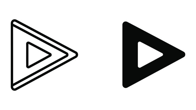 Fast Forward Button Icon - Outline and Solid Black Triangle