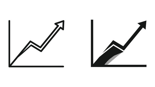 Growing Line Chart Icons with Shadow, Business Success and Data Insight