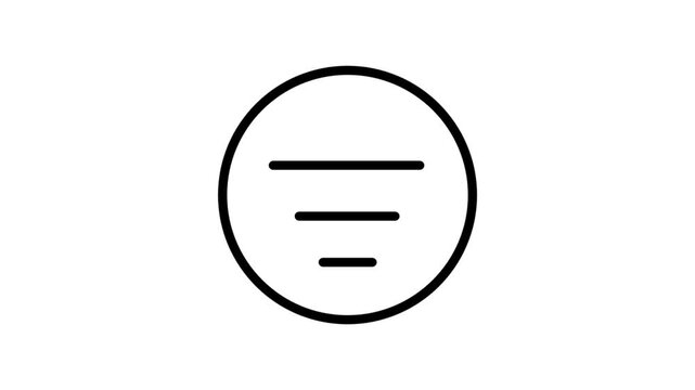 Align or Text Center Motion Icon. Minimalist center alignment icon animation within a circle for text editing and user interface design.