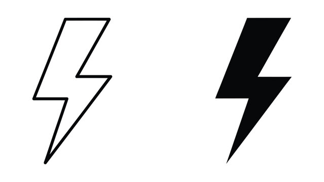 Simple Lightning Flash Icon Set for Speed and Energy Design
