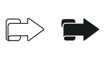 Rightward pointing arrow icon in outline and solid fill for direction and navigation