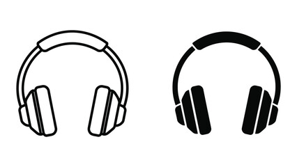 Obraz premium Classic Headphones Icon Vector in Black and White for Music and Audio Applications