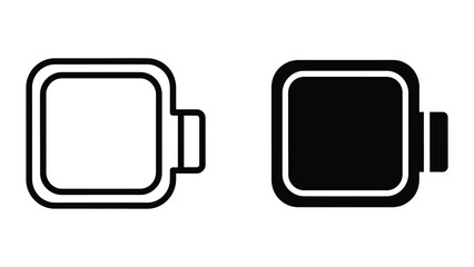 Battery Icon: Empty Outline and Full Solid Black Status