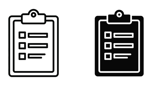 Clipboard with Empty Checklist Icon Vector Illustration Outline and Solid
