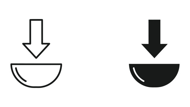 Download File Icon Set with Arrow and Tray Symbols