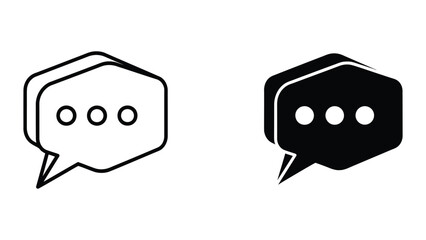 Speech Bubble Icons: Geometric Outline and Solid Black Styles
