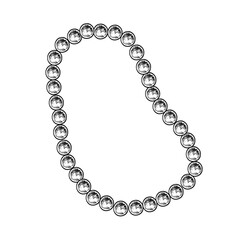 Fototapeta premium White pearl beads. Black and white graphics, handmade vector illustrations. Isolate. Women s accessory or Christmas tree decoration. Element of design for postcards, banners, packaging, and more.