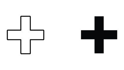 Obraz premium Plus Sign Add Icon Outline and Solid Black Graphic for Positive Zoom or Medical Use