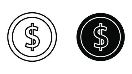 Obraz premium Dollar Coin Currency Icons for Money, Finance, and Wealth Concepts
