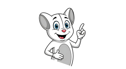 Obraz premium Cartoon mouse character giving thumbs up and pointing upwards in illustration