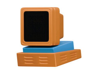 old computer icon 3d illustration render