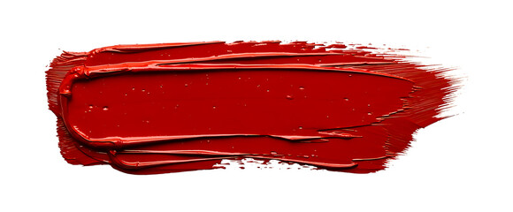 Bold Red Paint Stroke Smear Texture Isolated on White