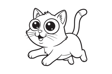 Obraz premium Funny Croton Cat Coloring Page, Cute Cartoon Kitten with Tropical Leaves, Black Outline Vector for Kids Printable Activity 