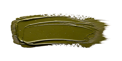 Olive Green Paint Smear Brushstroke Isolated Texture