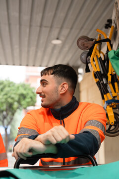 paramedic in orange uniform
