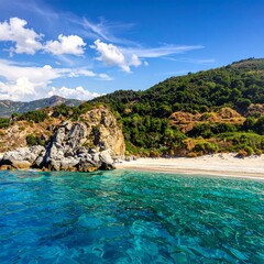 Obraz premium A serene beach scene with clear turquoise water (2)