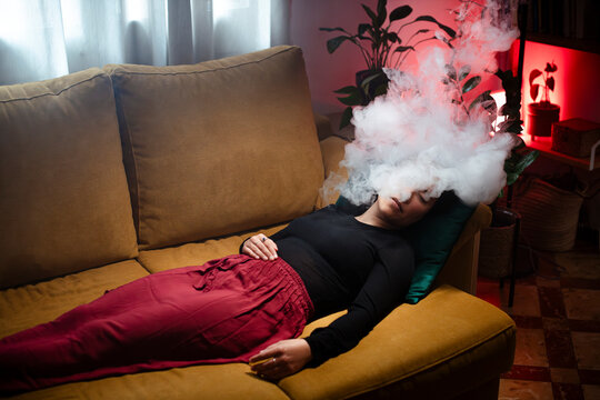 Asleep woman dreaming concept portrait