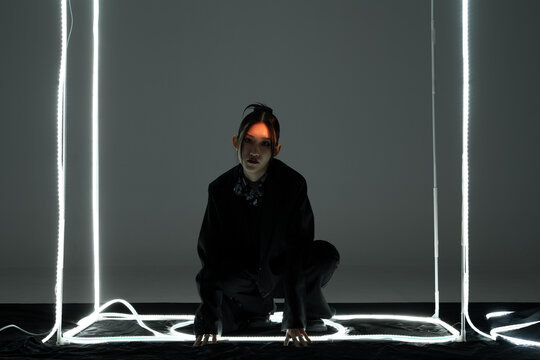 A woman with light