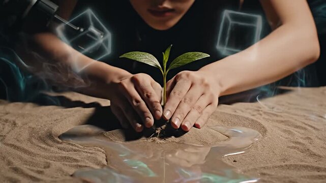 Plant Growing in Hands Through Smart Soil Interaction in Sandbox