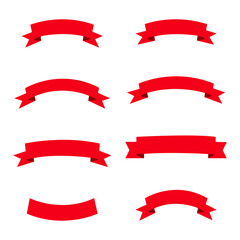 Red Ribbon Banner Set Vector Decorative Award Label and Celebration Design