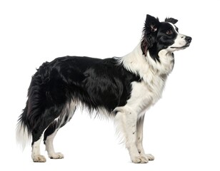 Fototapeta premium Elegant Border Collie in Profile - A Stunning Black and White Dog Posing Gracefully.