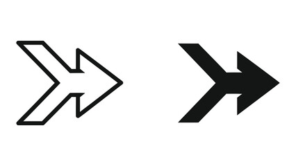 Dual Right Pointing Arrow Icons for Fast Forward or Merge