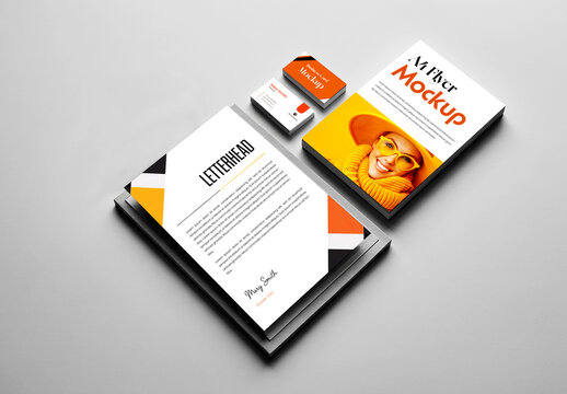 Corporate Identity Branding Mockup Set with Letterhead and A4 Flyer