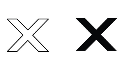 Bold Stylized X Cross Icons for Interface Symbols