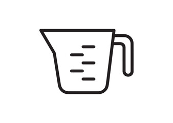 Measuring Cup Line Icon, Cooking Measurement Utensil Outline Vector, Minimal Flat Style, Editable Stroke, Black Line Art, Isolated on White Background