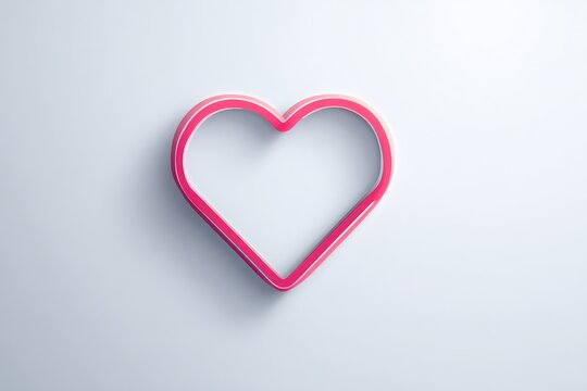Minimal Pink Heart Outline on Gray Background