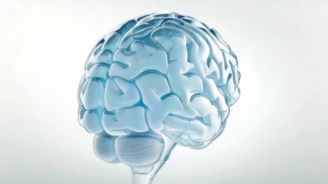 Transparent Brain Rotates Through Different Angles on Clean Background, Medical Stock Footage