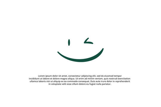 hand drawn template smiling face winking eyes