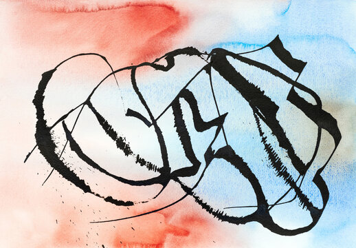 An abstract cola pen and watercolor composition.