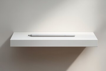 Minimalist white pen on floating shelf