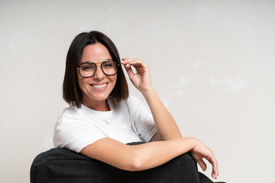 Confident smiling woman glasses