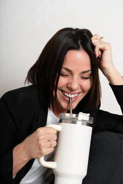 Confident woman laughing