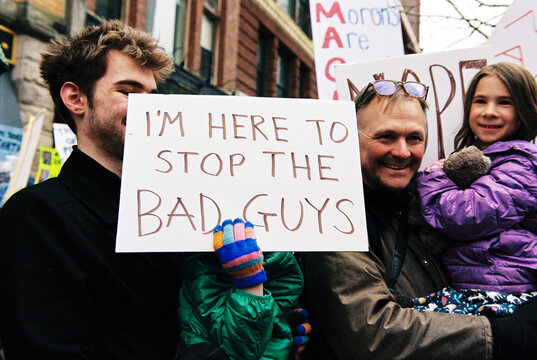 Family attends political protest together