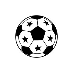 Obraz premium Vector soccer ball icon with stars, black and white