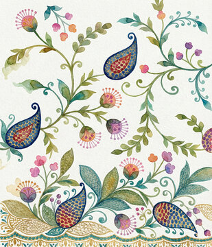 border with allover design for textile printing with high quality