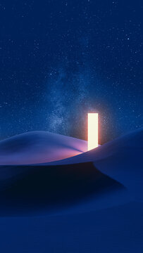 Gateway reveals a new world among desert dunes under starry night