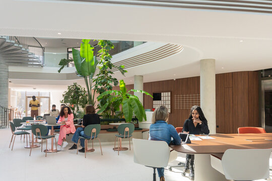 Coworking Lounge With Diverse Team