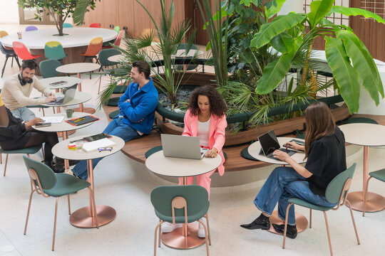 Professionals Working In Green Coworking Space