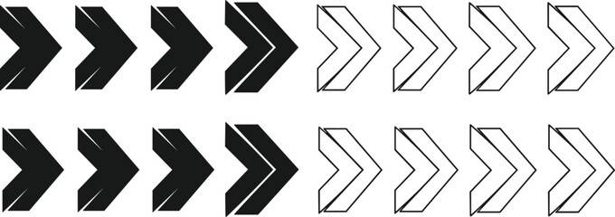 Chevron arrow icon collection bold right direction symbols vector illustration set