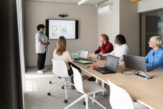 Woman Performing A Presentation At Business Meeting