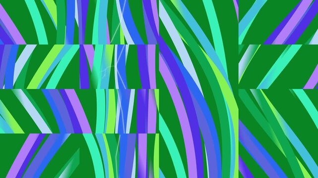Vibrant Green and Blue Abstract Leaves Pattern.